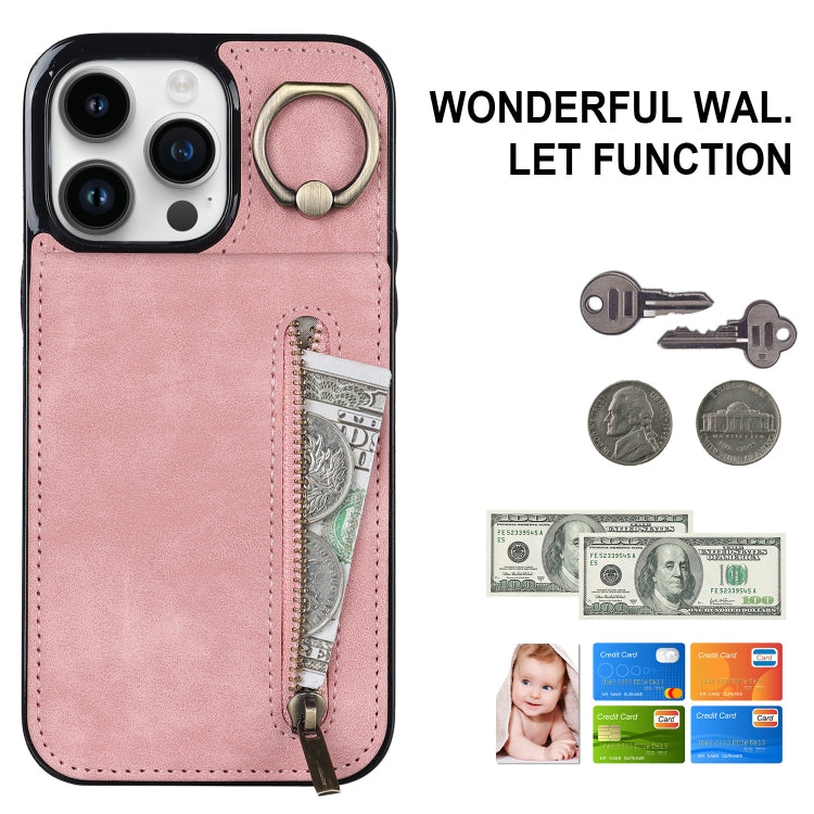 Anello retrò e custodia per telefono con slot per schede RFID con cerniera, For iPhone 13, For iPhone 13 Pro, For iPhone 13 Pro Max, For iPhone 12