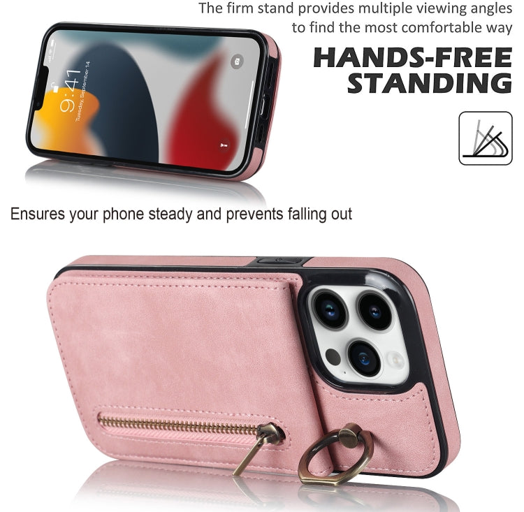 Anello retrò e custodia per telefono con slot per schede RFID con cerniera, For iPhone 13, For iPhone 13 Pro, For iPhone 13 Pro Max, For iPhone 12