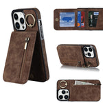 Anello retrò e custodia per telefono con slot per schede RFID con cerniera, For iPhone 13, For iPhone 13 Pro, For iPhone 13 Pro Max, For iPhone 12
