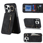 Anello retrò e custodia per telefono con slot per schede RFID con cerniera, For iPhone 13, For iPhone 13 Pro, For iPhone 13 Pro Max, For iPhone 12
