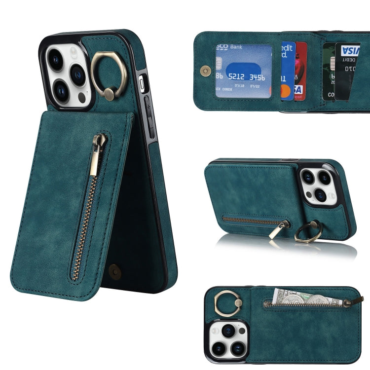 Anello retrò e custodia per telefono con slot per schede RFID con cerniera, For iPhone 13, For iPhone 13 Pro, For iPhone 13 Pro Max, For iPhone 12