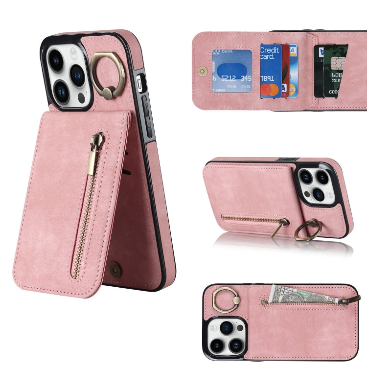 Anello retrò e custodia per telefono con slot per schede RFID con cerniera, For iPhone 13, For iPhone 13 Pro, For iPhone 13 Pro Max, For iPhone 12