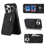 Anello retrò e custodia per telefono con slot per schede RFID con cerniera, For iPhone 13, For iPhone 13 Pro, For iPhone 13 Pro Max, For iPhone 12