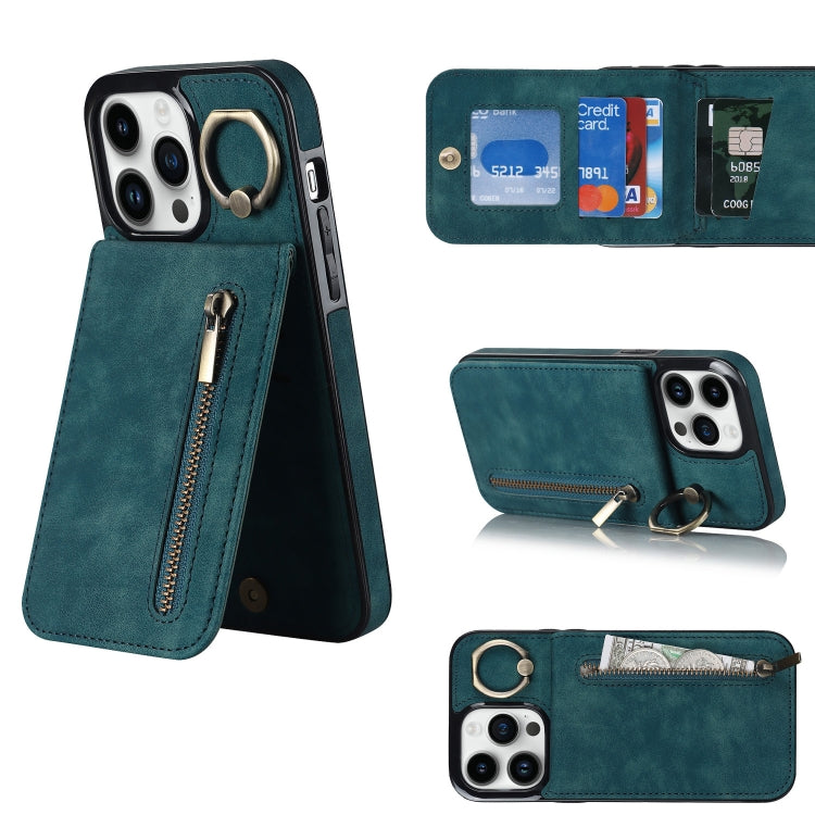 Anello retrò e custodia per telefono con slot per schede RFID con cerniera, For iPhone 13, For iPhone 13 Pro, For iPhone 13 Pro Max, For iPhone 12
