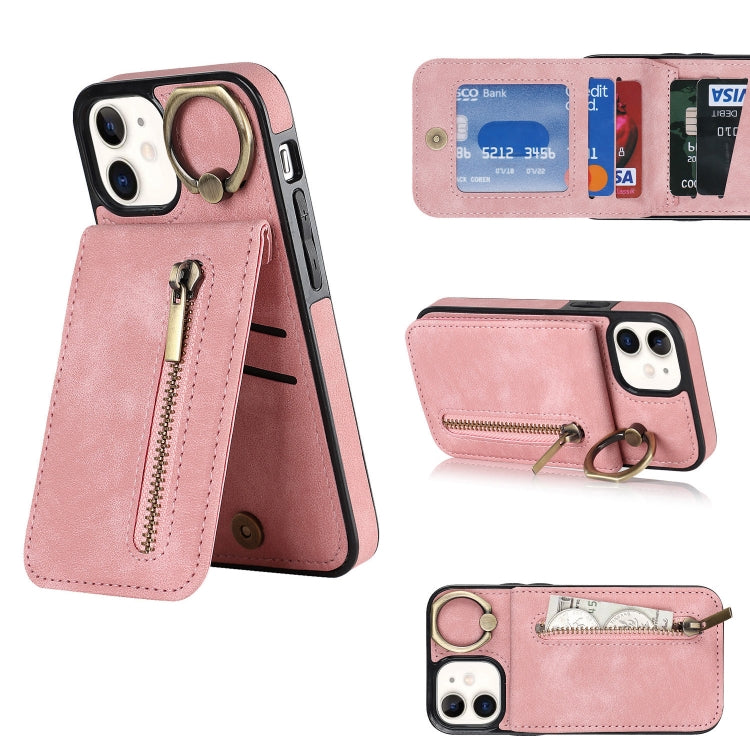 Anello retrò e custodia per telefono con slot per schede RFID con cerniera, For iPhone 13, For iPhone 13 Pro, For iPhone 13 Pro Max, For iPhone 12