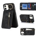 Anello retrò e custodia per telefono con slot per schede RFID con cerniera, For iPhone 13, For iPhone 13 Pro, For iPhone 13 Pro Max, For iPhone 12
