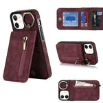 Anello retrò e custodia per telefono con slot per schede RFID con cerniera, For iPhone 13, For iPhone 13 Pro, For iPhone 13 Pro Max, For iPhone 12