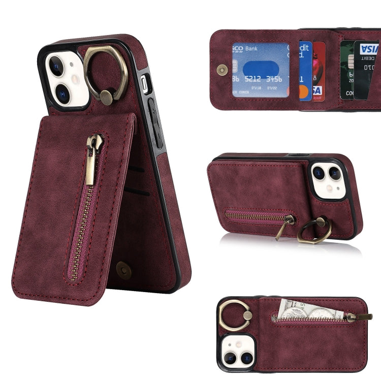 Anello retrò e custodia per telefono con slot per schede RFID con cerniera, For iPhone 13, For iPhone 13 Pro, For iPhone 13 Pro Max, For iPhone 12