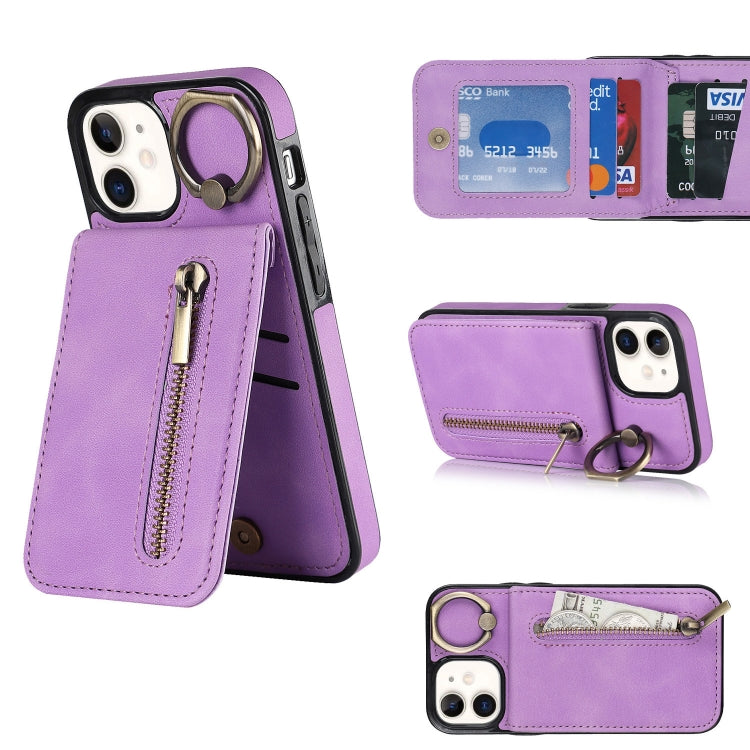 Anello retrò e custodia per telefono con slot per schede RFID con cerniera, For iPhone 13, For iPhone 13 Pro, For iPhone 13 Pro Max, For iPhone 12