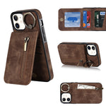 Anello retrò e custodia per telefono con slot per schede RFID con cerniera, For iPhone 13, For iPhone 13 Pro, For iPhone 13 Pro Max, For iPhone 12