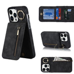 Anello retrò e custodia per telefono con slot per schede RFID con cerniera, For iPhone 12 Pro, For iPhone 12 Pro Max, For iPhone 11, For iPhone 11 Pro