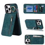 Anello retrò e custodia per telefono con slot per schede RFID con cerniera, For iPhone 12 Pro, For iPhone 12 Pro Max, For iPhone 11, For iPhone 11 Pro