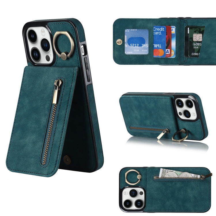 Anello retrò e custodia per telefono con slot per schede RFID con cerniera, For iPhone 12 Pro, For iPhone 12 Pro Max, For iPhone 11, For iPhone 11 Pro