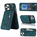 Anello retrò e custodia per telefono con slot per schede RFID con cerniera, For iPhone 12 Pro, For iPhone 12 Pro Max, For iPhone 11, For iPhone 11 Pro