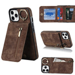 Anello retrò e custodia per telefono con slot per schede RFID con cerniera, For iPhone 12 Pro, For iPhone 12 Pro Max, For iPhone 11, For iPhone 11 Pro