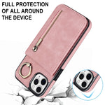 Anello retrò e custodia per telefono con slot per schede RFID con cerniera, For iPhone 11 Pro Max