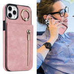 Anello retrò e custodia per telefono con slot per schede RFID con cerniera, For iPhone 11 Pro Max