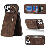 Anello retrò e custodia per telefono con slot per schede RFID con cerniera, For iPhone 11 Pro Max