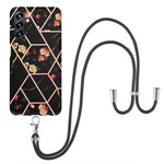 Custodia per telefono in TPU IMD con fiore di marmo con giunzione galvanica con cordino, For Samsung Galaxy A34 5G, For Samsung Galaxy A54 5G