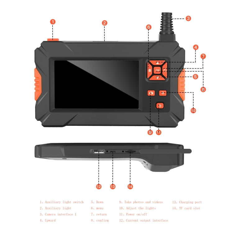 Telecamera endoscopio con display 4,3 pollici e cavo 2-10m