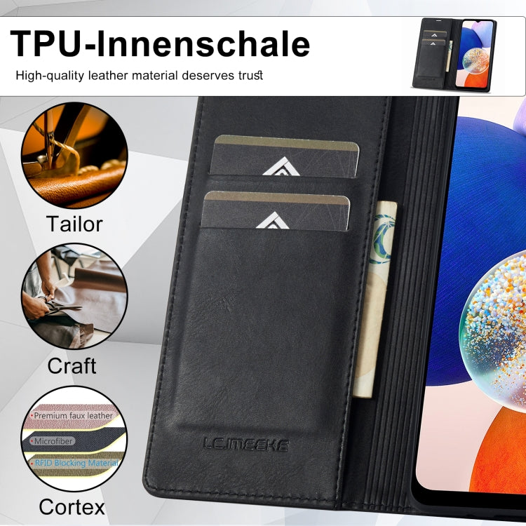 Custodia per telefono in pelle antifurto LC.IMEEKE RFID, For Samsung Galaxy A14 4G/5G