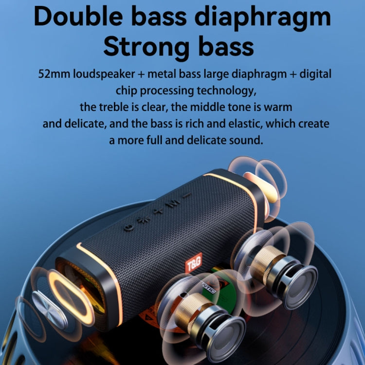 T&G TG375 Subwoofer altoparlante Bluetooth wireless RGB portatile da esterno con luce a LED, TG375