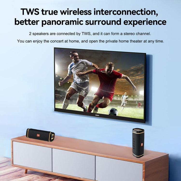 T&G TG375 Subwoofer altoparlante Bluetooth wireless RGB portatile da esterno con luce a LED, TG375