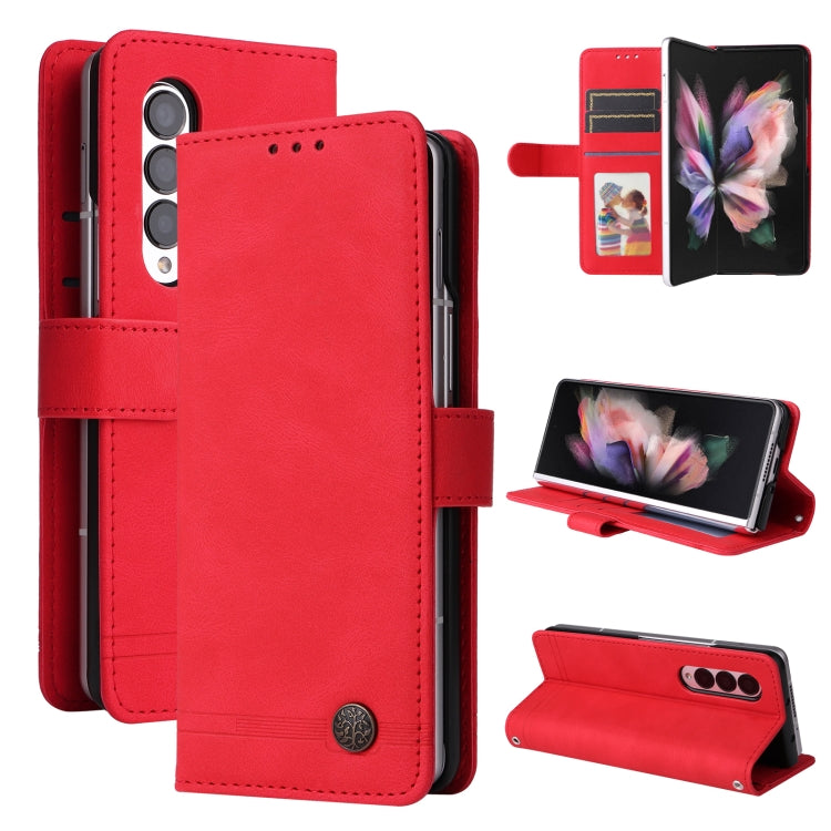 Custodia per telefono in pelle con bottone in metallo con albero della vita Skin Feel, For Samsung Galaxy Z Fold3 5G, For Samsung Galaxy Z Fold4 5G, For Samsung Galaxy Z Flip3 5G, For Samsung Galaxy Z Flip4 5G