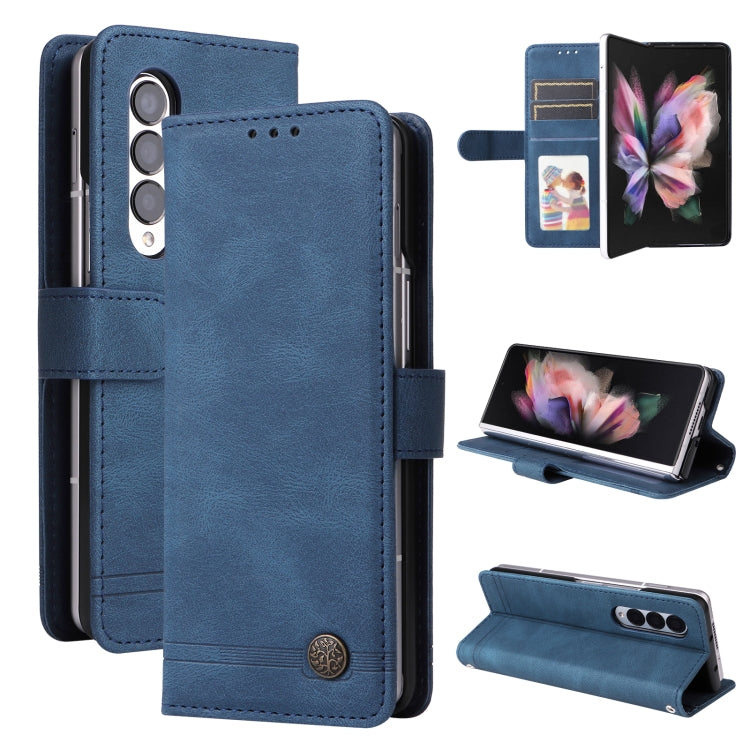 Custodia per telefono in pelle con bottone in metallo con albero della vita Skin Feel, For Samsung Galaxy Z Fold3 5G, For Samsung Galaxy Z Fold4 5G, For Samsung Galaxy Z Flip3 5G, For Samsung Galaxy Z Flip4 5G