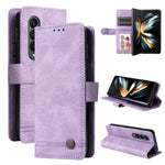 Custodia per telefono in pelle con bottone in metallo con albero della vita Skin Feel, For Samsung Galaxy Z Fold3 5G, For Samsung Galaxy Z Fold4 5G, For Samsung Galaxy Z Flip3 5G, For Samsung Galaxy Z Flip4 5G