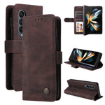 Custodia per telefono in pelle con bottone in metallo con albero della vita Skin Feel, For Samsung Galaxy Z Fold3 5G, For Samsung Galaxy Z Fold4 5G, For Samsung Galaxy Z Flip3 5G, For Samsung Galaxy Z Flip4 5G