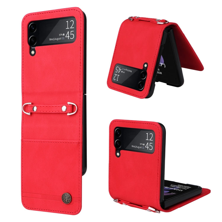 Custodia per telefono in pelle con bottone in metallo con albero della vita Skin Feel, For Samsung Galaxy Z Fold3 5G, For Samsung Galaxy Z Fold4 5G, For Samsung Galaxy Z Flip3 5G, For Samsung Galaxy Z Flip4 5G
