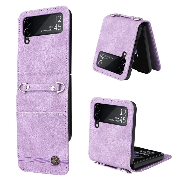 Custodia per telefono in pelle con bottone in metallo con albero della vita Skin Feel, For Samsung Galaxy Z Fold3 5G, For Samsung Galaxy Z Fold4 5G, For Samsung Galaxy Z Flip3 5G, For Samsung Galaxy Z Flip4 5G