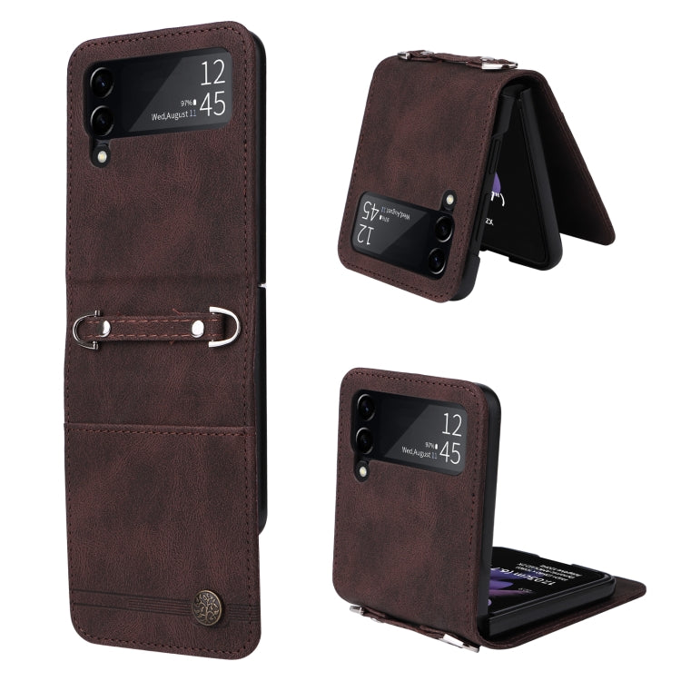 Custodia per telefono in pelle con bottone in metallo con albero della vita Skin Feel, For Samsung Galaxy Z Fold3 5G, For Samsung Galaxy Z Fold4 5G, For Samsung Galaxy Z Flip3 5G, For Samsung Galaxy Z Flip4 5G