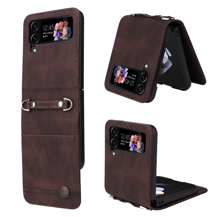 Custodia per telefono in pelle con bottone in metallo con albero della vita Skin Feel, For Samsung Galaxy Z Fold3 5G, For Samsung Galaxy Z Fold4 5G, For Samsung Galaxy Z Flip3 5G, For Samsung Galaxy Z Flip4 5G