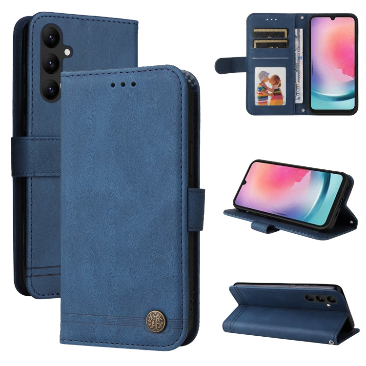 Custodia per telefono in pelle con bottone in metallo con albero della vita Skin Feel, For Samsung Galaxy A24 4G, For Honor X7a, For Honor X8a, For Honor X9a/X40 5G/Magic5 Lite