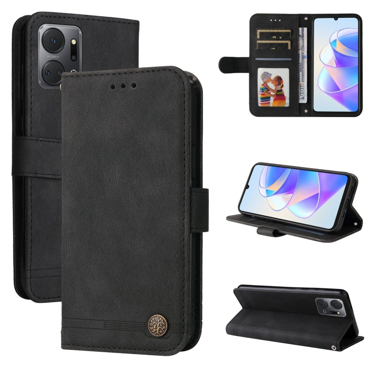 Custodia per telefono in pelle con bottone in metallo con albero della vita Skin Feel, For Samsung Galaxy A24 4G, For Honor X7a, For Honor X8a, For Honor X9a/X40 5G/Magic5 Lite