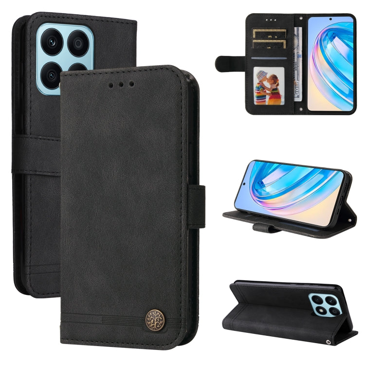 Custodia per telefono in pelle con bottone in metallo con albero della vita Skin Feel, For Samsung Galaxy A24 4G, For Honor X7a, For Honor X8a, For Honor X9a/X40 5G/Magic5 Lite
