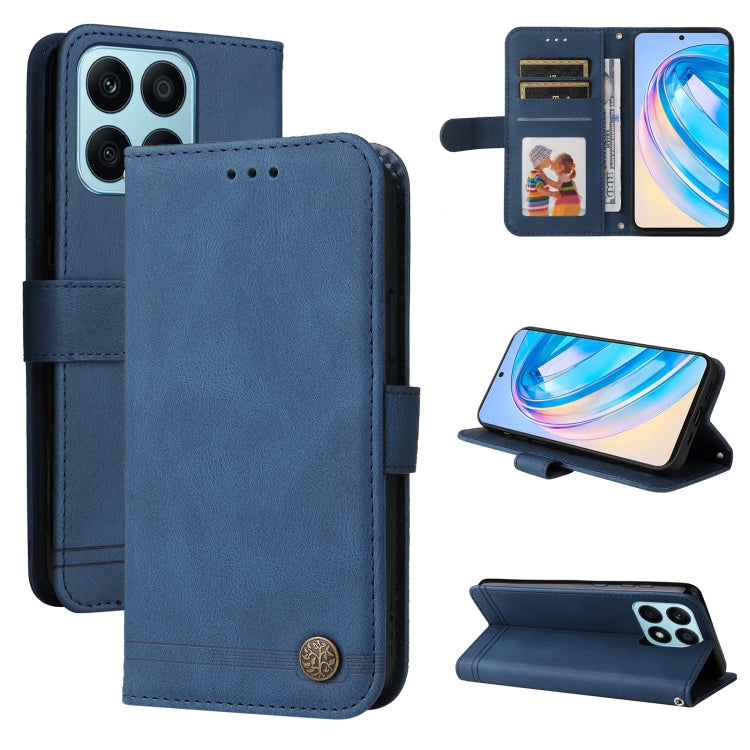 Custodia per telefono in pelle con bottone in metallo con albero della vita Skin Feel, For Samsung Galaxy A24 4G, For Honor X7a, For Honor X8a, For Honor X9a/X40 5G/Magic5 Lite