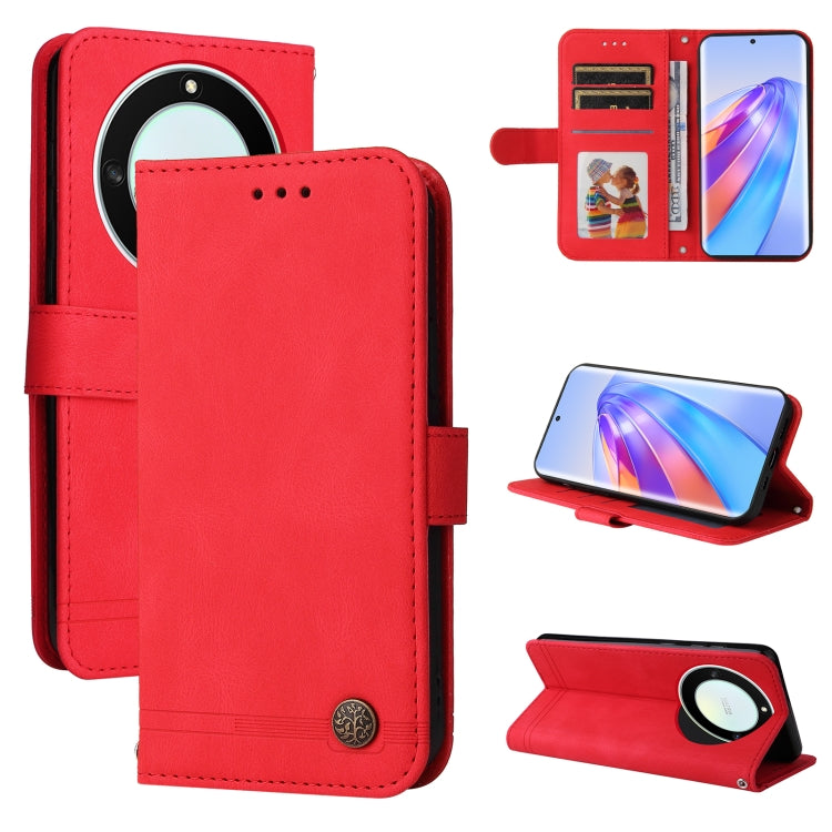 Custodia per telefono in pelle con bottone in metallo con albero della vita Skin Feel, For Samsung Galaxy A24 4G, For Honor X7a, For Honor X8a, For Honor X9a/X40 5G/Magic5 Lite