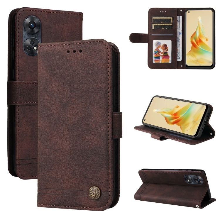 Custodia per telefono in pelle con bottone in metallo con albero della vita Skin Feel, For OPPO Reno8 T 4G, For vivo V25 5G/V25e 4G, For vivo Y02 4G, For Xiaomi Redmi K60/K60 Pro