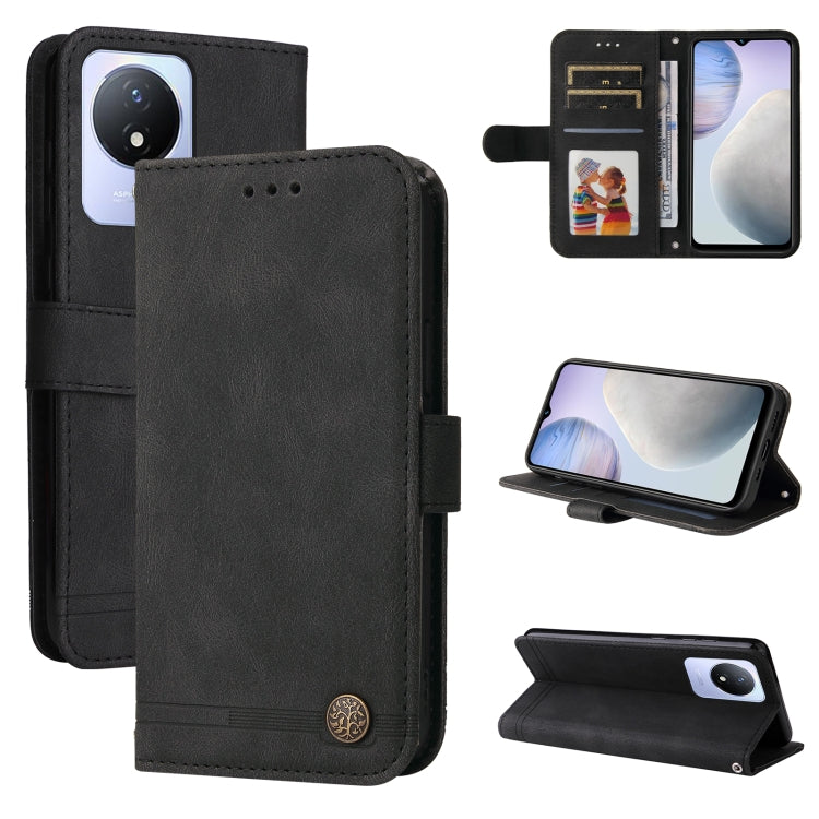 Custodia per telefono in pelle con bottone in metallo con albero della vita Skin Feel, For OPPO Reno8 T 4G, For vivo V25 5G/V25e 4G, For vivo Y02 4G, For Xiaomi Redmi K60/K60 Pro