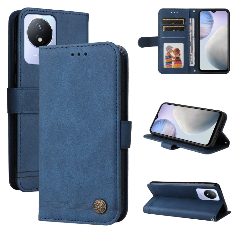 Custodia per telefono in pelle con bottone in metallo con albero della vita Skin Feel, For OPPO Reno8 T 4G, For vivo V25 5G/V25e 4G, For vivo Y02 4G, For Xiaomi Redmi K60/K60 Pro