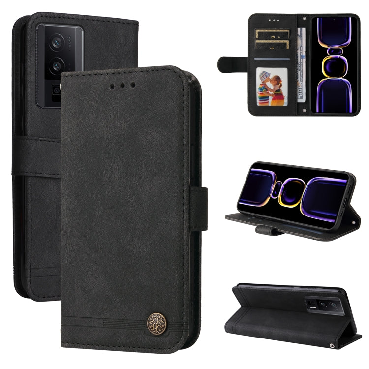 Custodia per telefono in pelle con bottone in metallo con albero della vita Skin Feel, For OPPO Reno8 T 4G, For vivo V25 5G/V25e 4G, For vivo Y02 4G, For Xiaomi Redmi K60/K60 Pro
