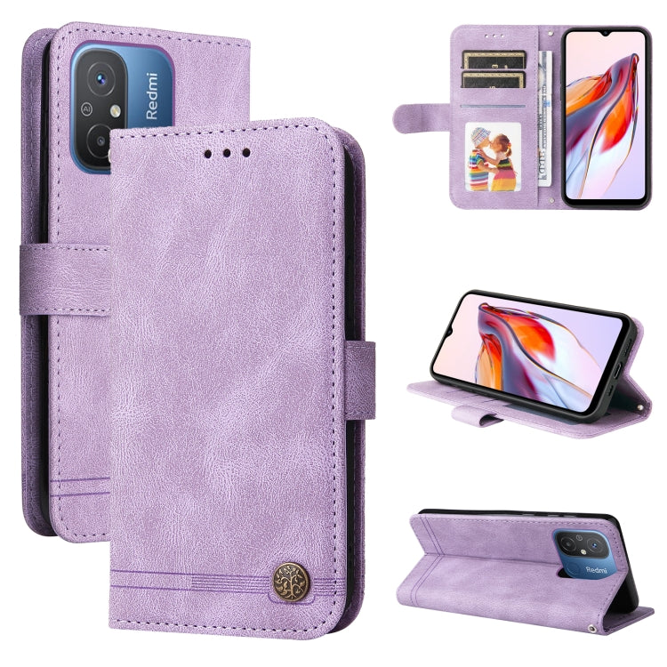 Custodia per telefono in pelle con bottone in metallo con albero della vita Skin Feel, For Xiaomi Redmi 11A 4G/12C