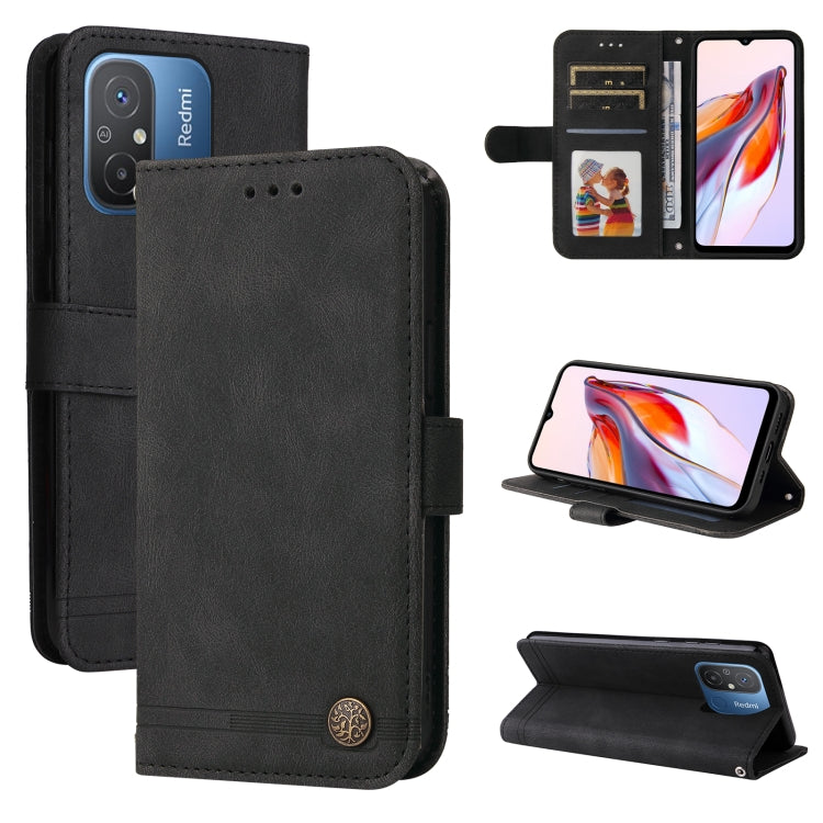 Custodia per telefono in pelle con bottone in metallo con albero della vita Skin Feel, For Xiaomi Redmi 11A 4G/12C