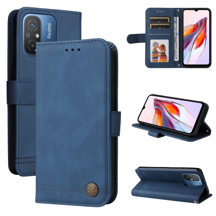Custodia per telefono in pelle con bottone in metallo con albero della vita Skin Feel, For Xiaomi Redmi 11A 4G/12C