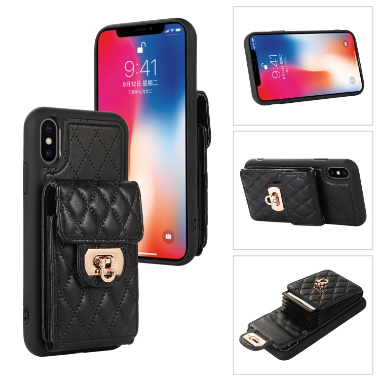 Custodia per telefono in pelle con slot per schede con cordino corto, For iPhone XS Max, For iPhone XS / X, For iPhone XR