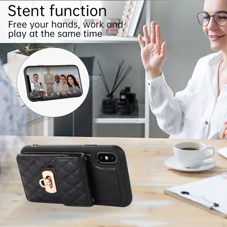 Custodia per telefono in pelle con slot per schede con cordino corto, For iPhone XS Max, For iPhone XS / X, For iPhone XR