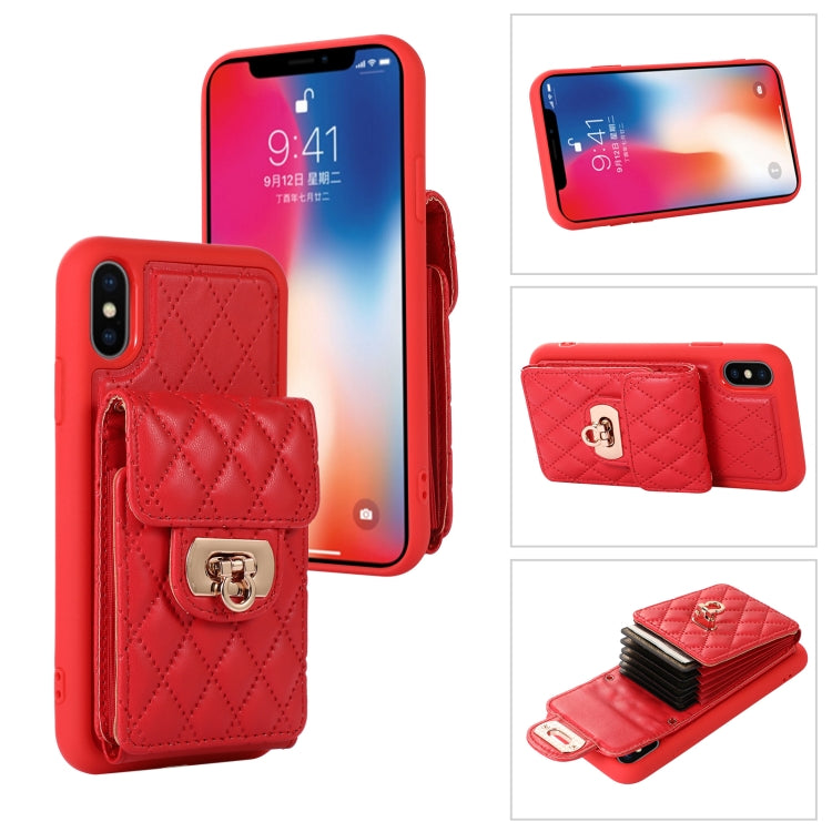 Custodia per telefono in pelle con slot per schede con cordino corto, For iPhone XS Max, For iPhone XS / X, For iPhone XR
